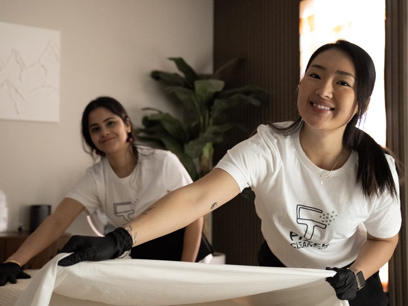 Pixel Cleaners commercial cleaning team working in office